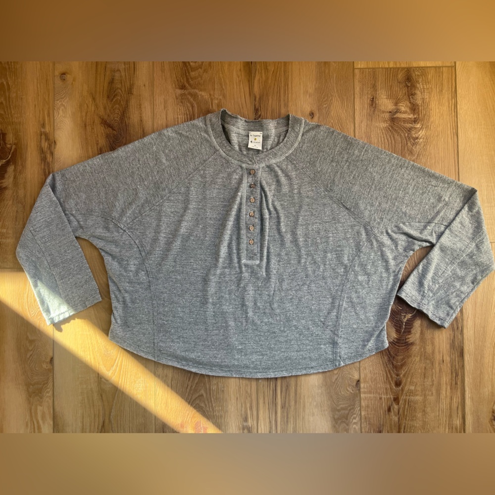 By Together Henley Dolman Sleeve Shirt Top Gray Size Medium